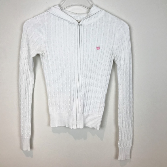 white zip up cardigan